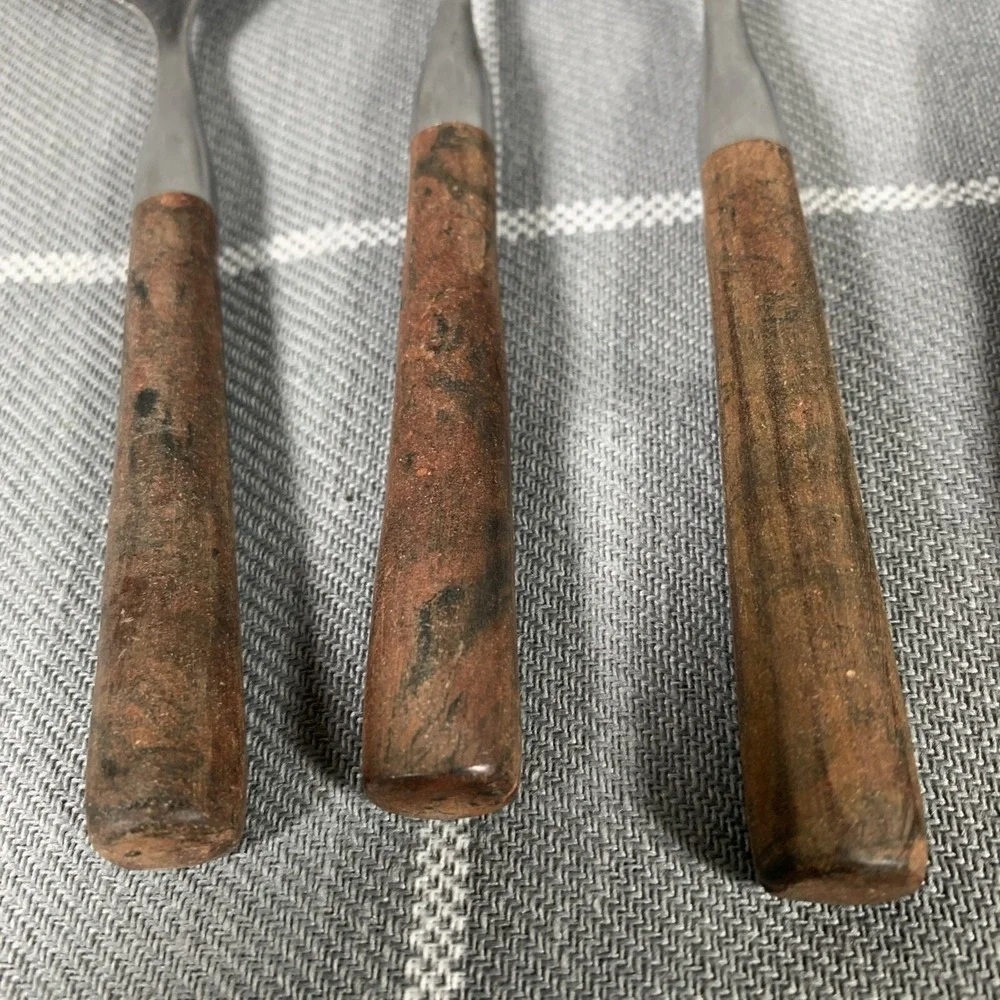Vintage Gibson Elite Flatware 7pc Brown Handle MCM Stainless Dining 1960s